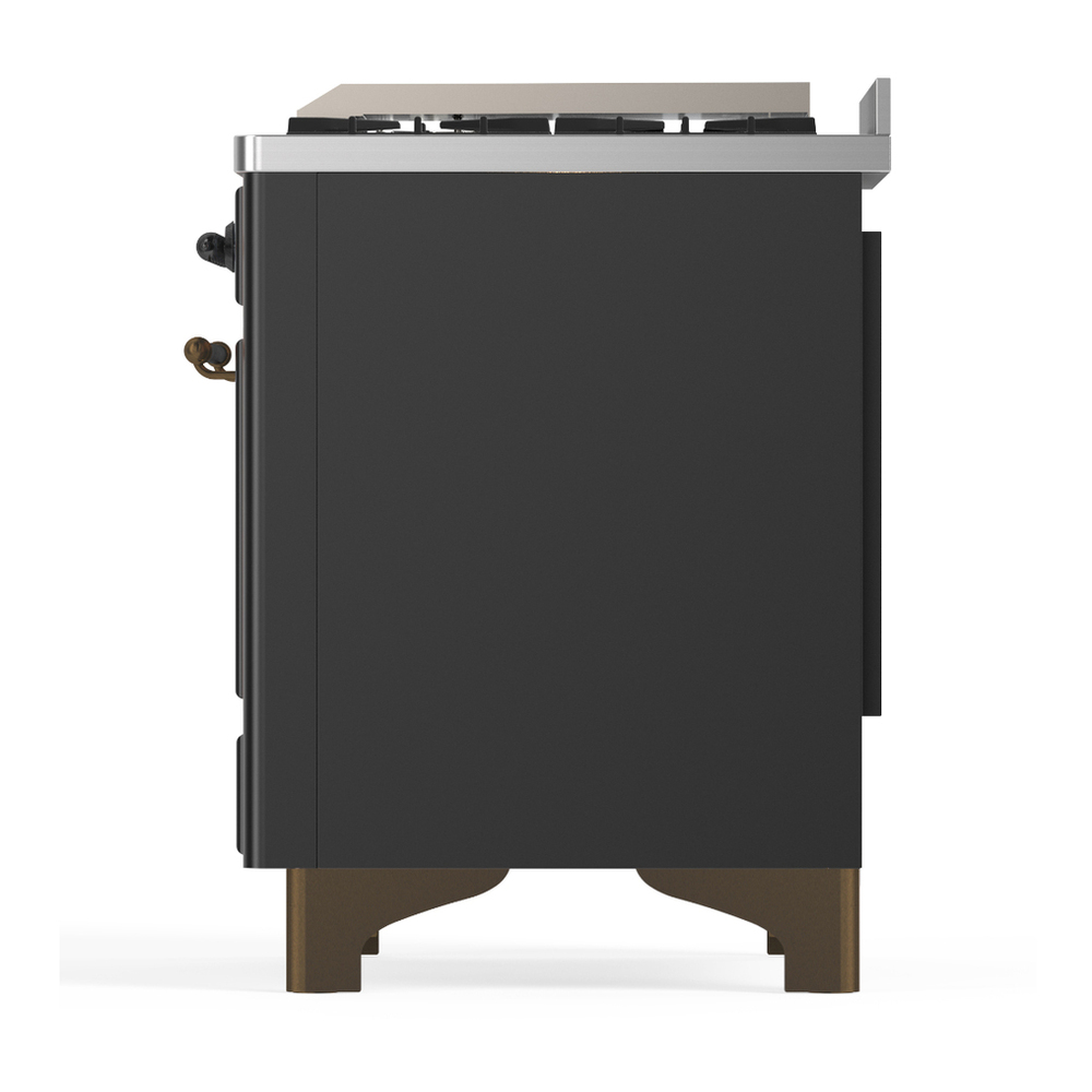 ILVE UM36FNR3MGBLP Majestic III 36 inch Dual Fuel Range with 6 Black Brass Burners and Griddle, Dual Function Burner up to 25,000 BTU (Triple Glass Door, Graphite Matte, Burnished, Liquid Propane) 11 ILVE-UM36FNR3MGBLP-Left Side View