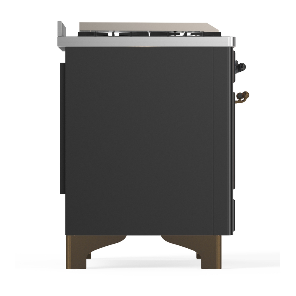 ILVE UM36FNR3MGBLP Majestic III 36 inch Dual Fuel Range with 6 Black Brass Burners and Griddle, Dual Function Burner up to 25,000 BTU (Triple Glass Door, Graphite Matte, Burnished, Liquid Propane) 10 ILVE-UM36FNR3MGBLP-Right Side View