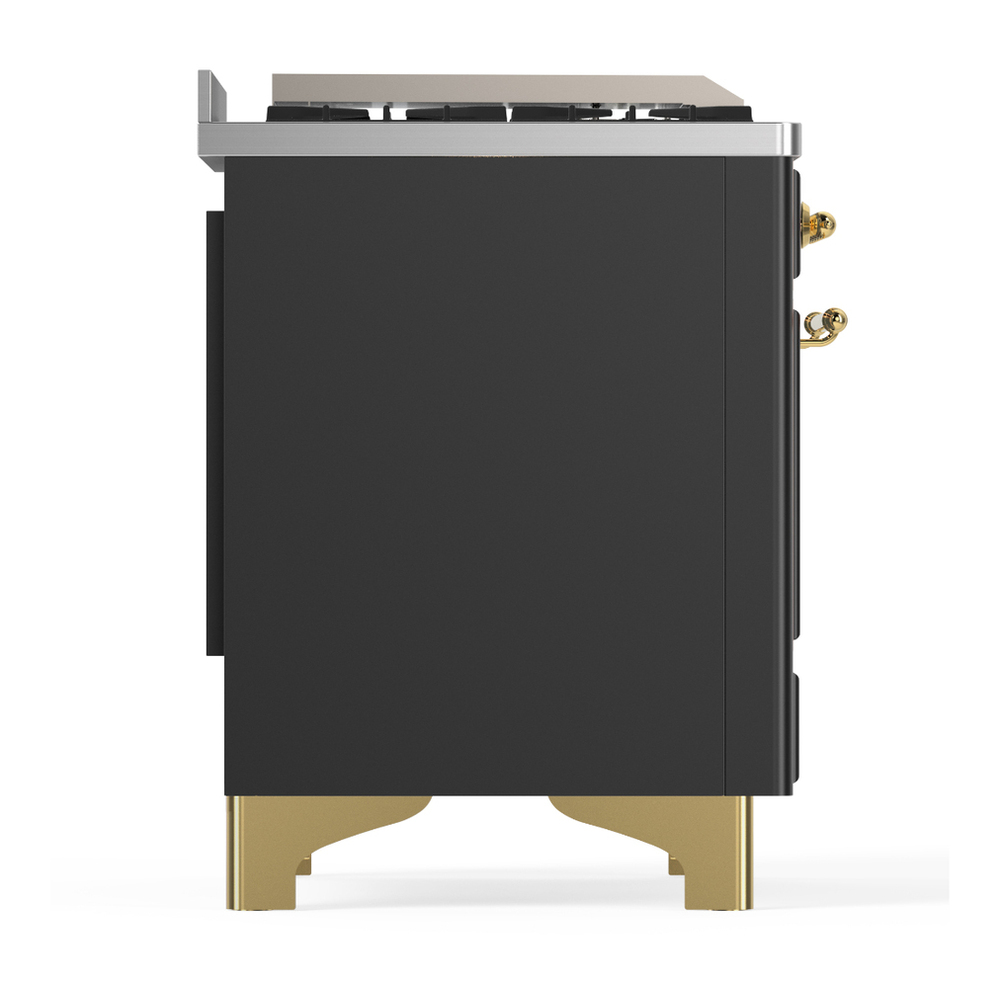 ILVE UM36FNR3MGGLP Majestic III 36 inch Dual Fuel Range with 6 Black Brass Burners and Griddle, Dual Function Burner up to 25,000 BTU (Triple Glass Door, Graphite Matte, Brass, Liquid Propane) 10 ILVE-UM36FNR3MGGLP-Right Side View