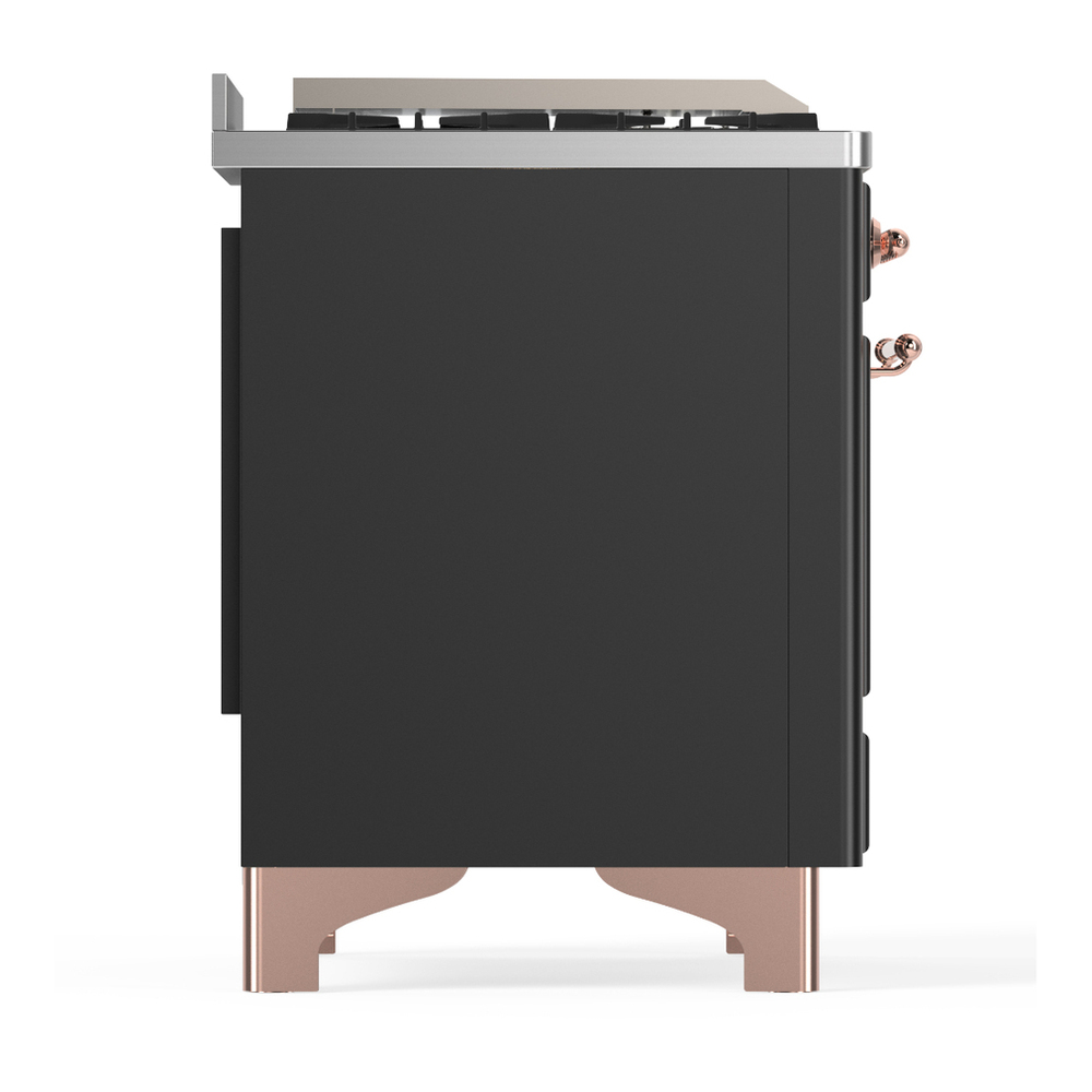ILVE UM36FNR3MGP Majestic III 36 inch Dual Fuel Range with 6 Black Brass Burners and Griddle, Dual Function Burner up to 25,000 BTU (Triple Glass Door, Graphite Matte, Copper, Natural Gas) 6 ILVE-UM36FNR3MGP-Right Side View