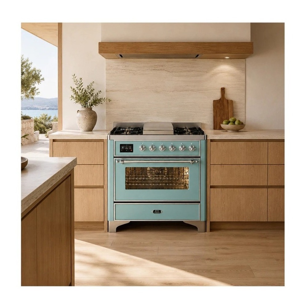 ILVE UM36FNR3MMCLP Majestic III 36 inch Dual Fuel Range with 6 Black Brass Burners and Griddle, Dual Function Burner up to 25,000 BTU (Triple Glass Door, Mediterranean Mint, Chrome, Liquid Propane) 5 ILVE UM36F Majestic III 36 inch Dual Fuel Range with 6 Black Brass Burners and Griddle, Dual Function Burner up to 25,000 BTU
