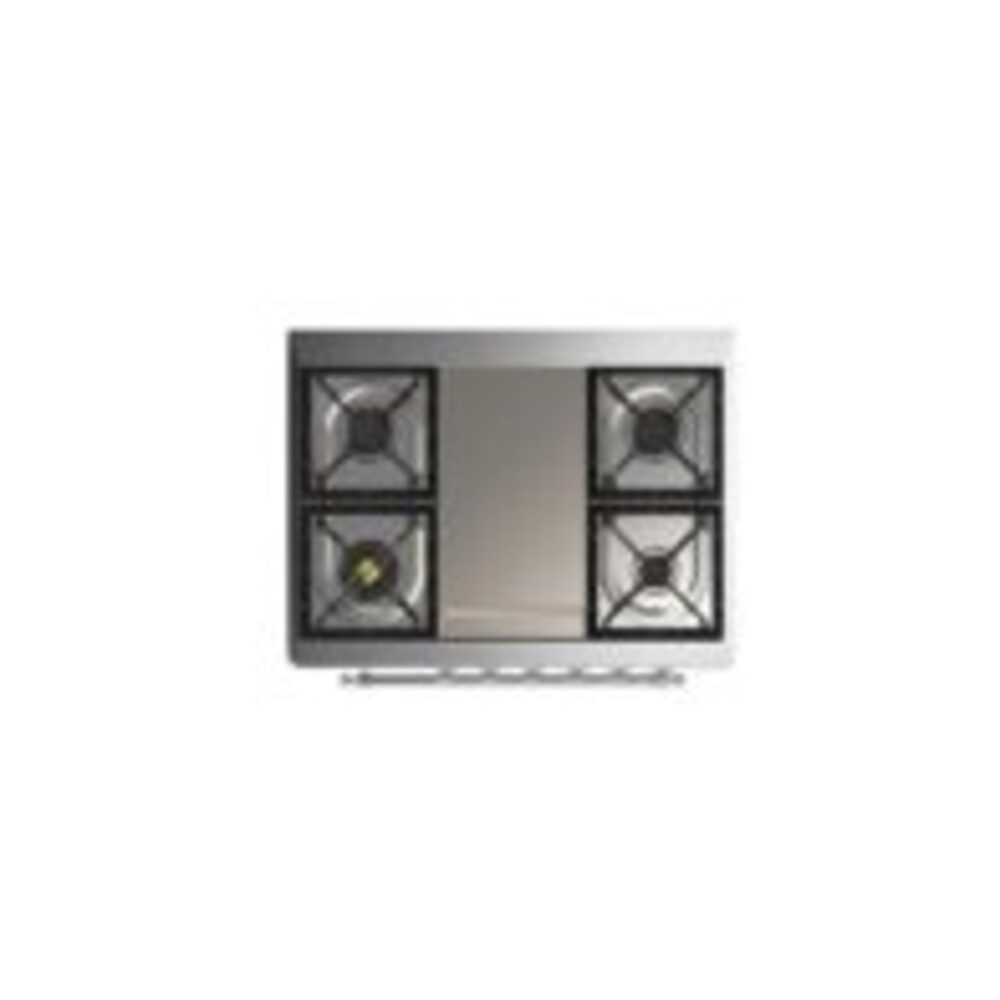 ILVE UM36F Majestic III 36 inch Dual Fuel Range with 6 Black Brass Burners and Griddle, Dual Function Burner up to 25,000 BTU