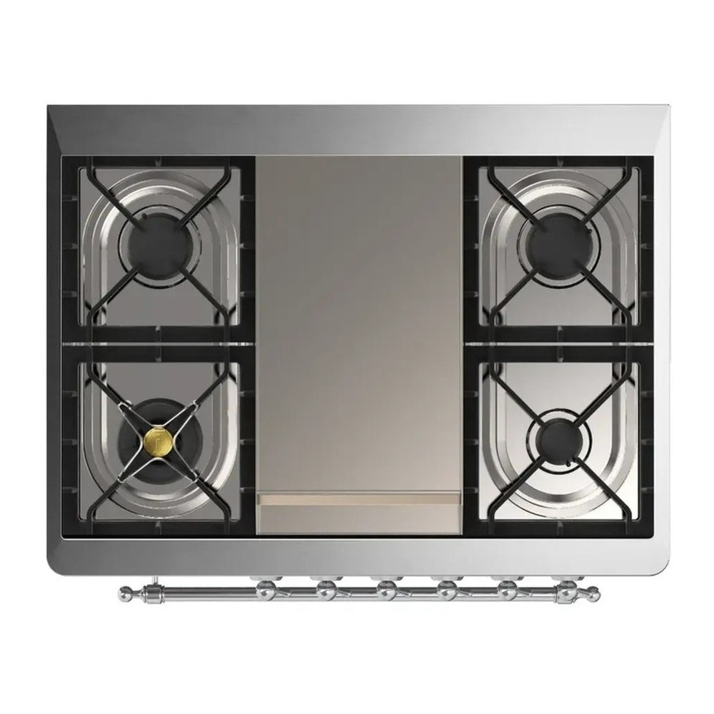 ILVE UM36FNR3MMCLP Majestic III 36 inch Dual Fuel Range with 6 Black Brass Burners and Griddle, Dual Function Burner up to 25,000 BTU (Triple Glass Door, Mediterranean Mint, Chrome, Liquid Propane) 9 ILVE UM36F Majestic III 36 inch Dual Fuel Range with 6 Black Brass Burners and Griddle, Dual Function Burner up to 25,000 BTU
