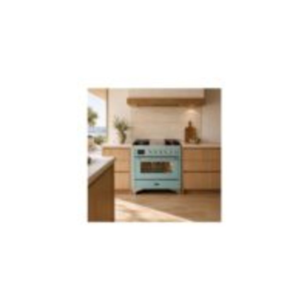 ILVE UM36F Majestic III 36 inch Dual Fuel Range with 6 Black Brass Burners and Griddle, Dual Function Burner up to 25,000 BTU
