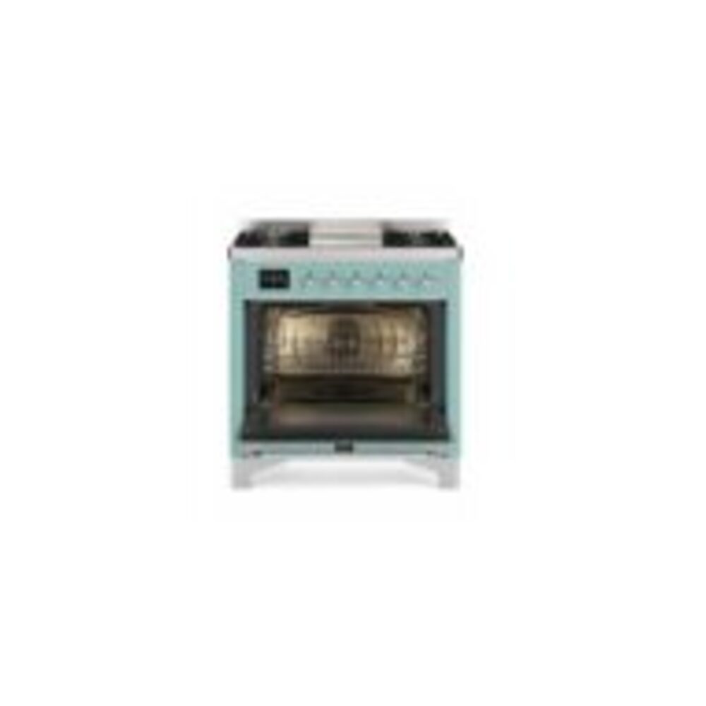 ILVE UM36F Majestic III 36 inch Dual Fuel Range with 6 Black Brass Burners and Griddle, Dual Function Burner up to 25,000 BTU