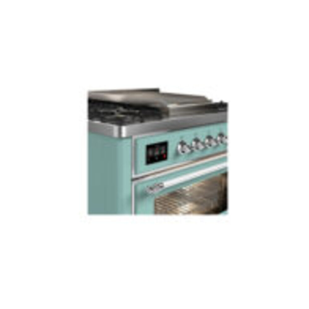 ILVE UM36F Majestic III 36 inch Dual Fuel Range with 6 Black Brass Burners and Griddle, Dual Function Burner up to 25,000 BTU
