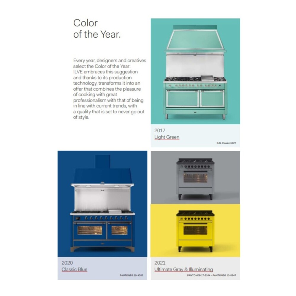 ILVE UM36FNR3RAG Majestic III 36 inch Dual Fuel Range with 6 Black Brass Burners and Griddle, Dual Function Burner up to 25,000 BTU (Triple Glass Door, RAL, Brass, Natural Gas) 7 ILVE Color of the Year