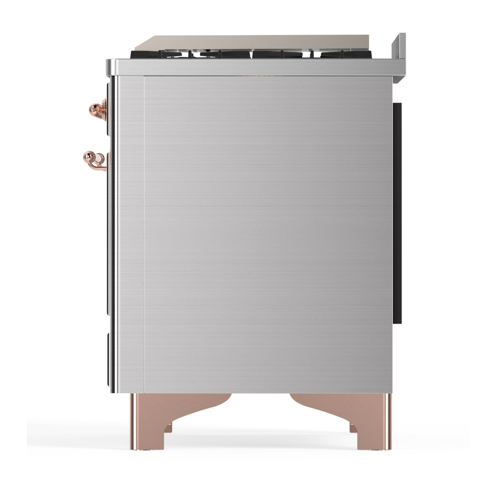 ILVE UM36FNR3SSP Majestic III 36 inch Dual Fuel Range with 6 Black Brass Burners and Griddle, Dual Function Burner up to 25,000 BTU (Triple Glass Door, Stainless Steel, Copper, Natural Gas) 11 ILVE-UM36FNR3SSP-Left Side View