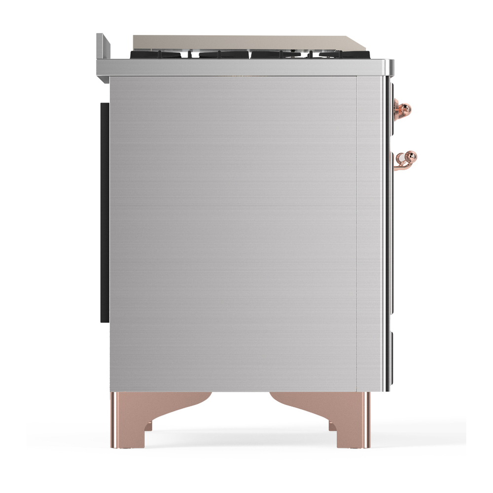ILVE UM36FNR3SSP Majestic III 36 inch Dual Fuel Range with 6 Black Brass Burners and Griddle, Dual Function Burner up to 25,000 BTU (Triple Glass Door, Stainless Steel, Copper, Natural Gas) 10 ILVE-UM36FNR3SSP-Right Side View