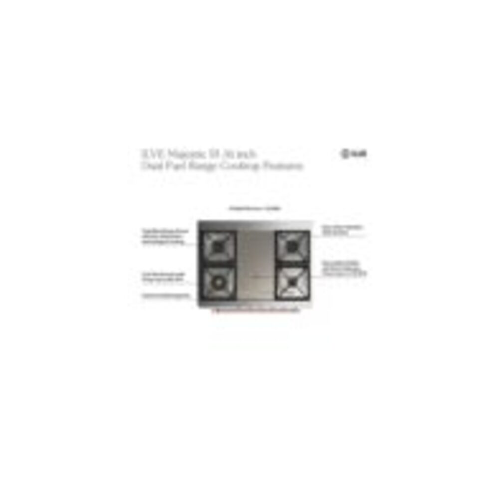 ILVE UM36F Majestic III 36 inch Dual Fuel Range with 6 Black Brass Burners and Griddle, Dual Function Burner up to 25,000 BTU