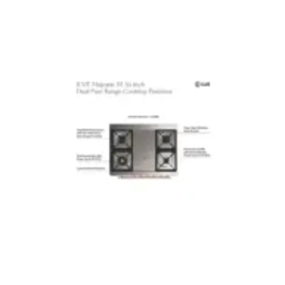 ILVE UM36F Majestic III 36 inch Dual Fuel Range with 6 Black Brass Burners and Griddle, Dual Function Burner up to 25,000 BTU