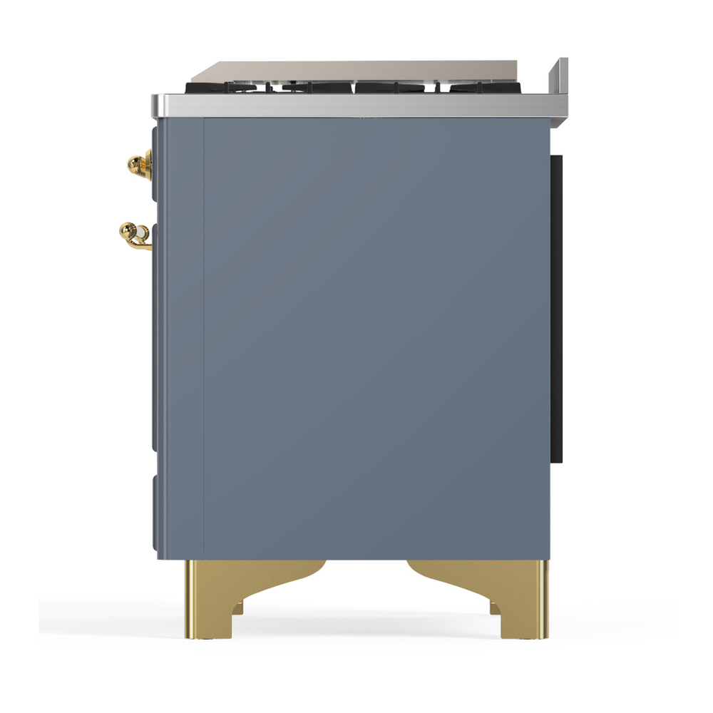 ILVE UM48FNR3BGG Majestic III 48 inch Dual Fuel Range with 8 Burners and Griddle, Dual Function Burner up to 25,000 BTU (Natural Gas, Triple Glass Door, Blue Grey, Brass) 9 ILVE UM48FNR Majestic II 48 inch Dual Fuel Range with 8 Burners, Griddle