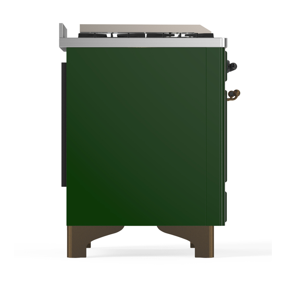ILVE UM48FNR3EGBLP Majestic III 48 inch Dual Fuel Range with 8 Burners and Griddle, Dual Function Burner up to 25,000 BTU (Liquid Propane, Triple Glass Door, Emerald Green, Burnished) 11 ILVE-UM48FNR3EGBLP-Right Side View