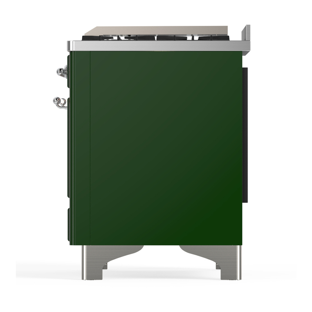 ILVE UM48FNR3EGCLP Majestic III 48 inch Dual Fuel Range with 8 Burners and Griddle, Dual Function Burner up to 25,000 BTU (Liquid Propane, Triple Glass Door, Emerald Green, Chrome) 12 ILVE-UM48FNR3EGCLP-Left Side View