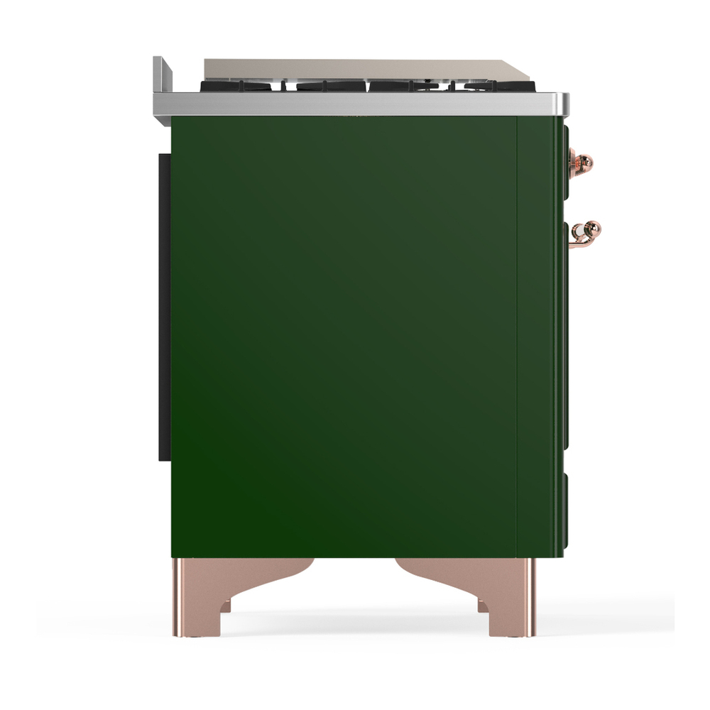 ILVE UM48FNR3EGPLP Majestic III 48 inch Dual Fuel Range with 8 Burners and Griddle, Dual Function Burner up to 25,000 BTU (Liquid Propane, Triple Glass Door, Emerald Green, Copper) 8 ILVE-UM48FNR3EGPLP-Right Side View