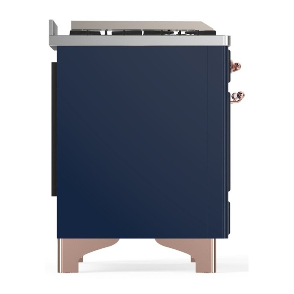 ILVE UM48FNR3MBP Majestic III 48 inch Dual Fuel Range with 8 Burners and Griddle, Dual Function Burner up to 25,000 BTU (Natural Gas, Triple Glass Door, Midnight Blue, Copper) 11 ILVE UM48FNR3MBP left side