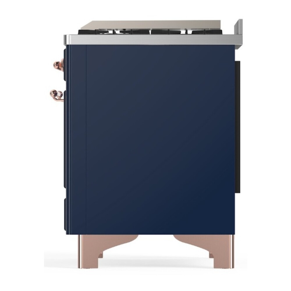 ILVE UM48FNR3MBP Majestic III 48 inch Dual Fuel Range with 8 Burners and Griddle, Dual Function Burner up to 25,000 BTU (Natural Gas, Triple Glass Door, Midnight Blue, Copper) 12 ILVE UM48FNR3MBP right side