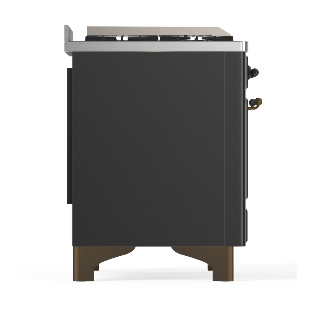 ILVE UM48FNR3MGB Majestic III 48 inch Dual Fuel Range with 8 Burners and Griddle, Dual Function Burner up to 25,000 BTU (Natural Gas, Triple Glass Door, Graphite Matte, Burnished) 11 ILVE-UM48FNR3MGB-Right Side View
