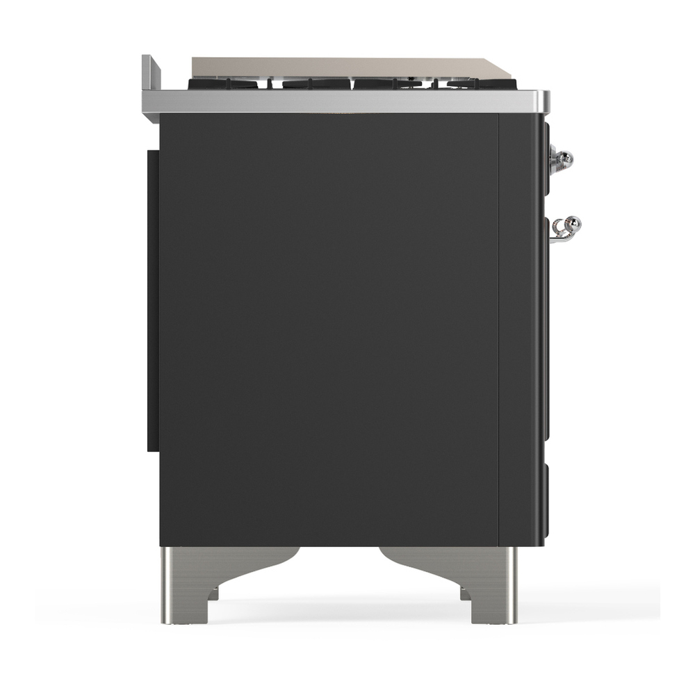 ILVE UM48FNR3MGC Majestic III 48 inch Dual Fuel Range with 8 Burners and Griddle, Dual Function Burner up to 25,000 BTU (Natural Gas, Triple Glass Door, Graphite Matte, Chrome) 11 ILVE-UM48FNR3MGC-Right Side View