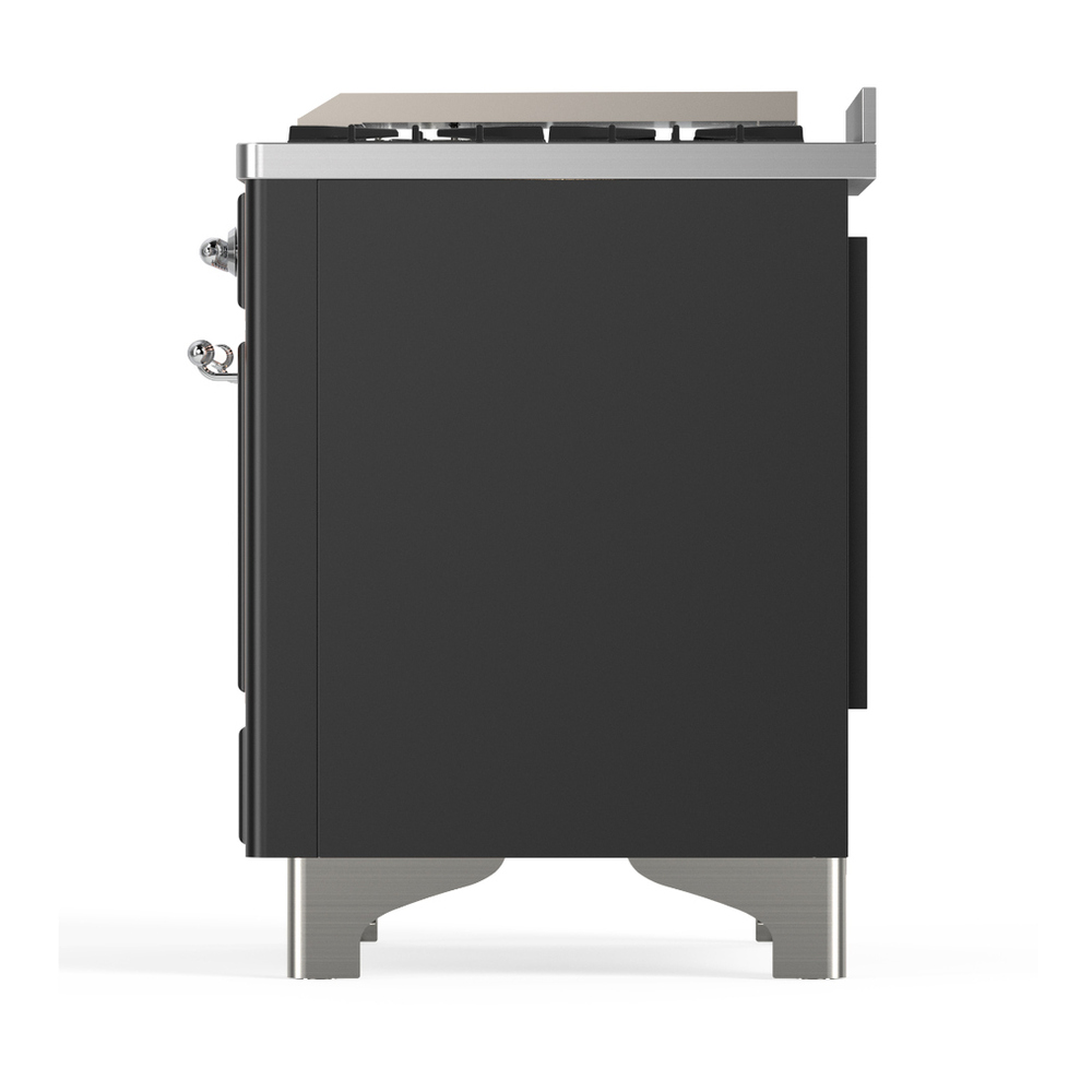 ILVE UM48FNR3MGC Majestic III 48 inch Dual Fuel Range with 8 Burners and Griddle, Dual Function Burner up to 25,000 BTU (Natural Gas, Triple Glass Door, Graphite Matte, Chrome) 12 ILVE-UM48FNR3MGC-Left Side View