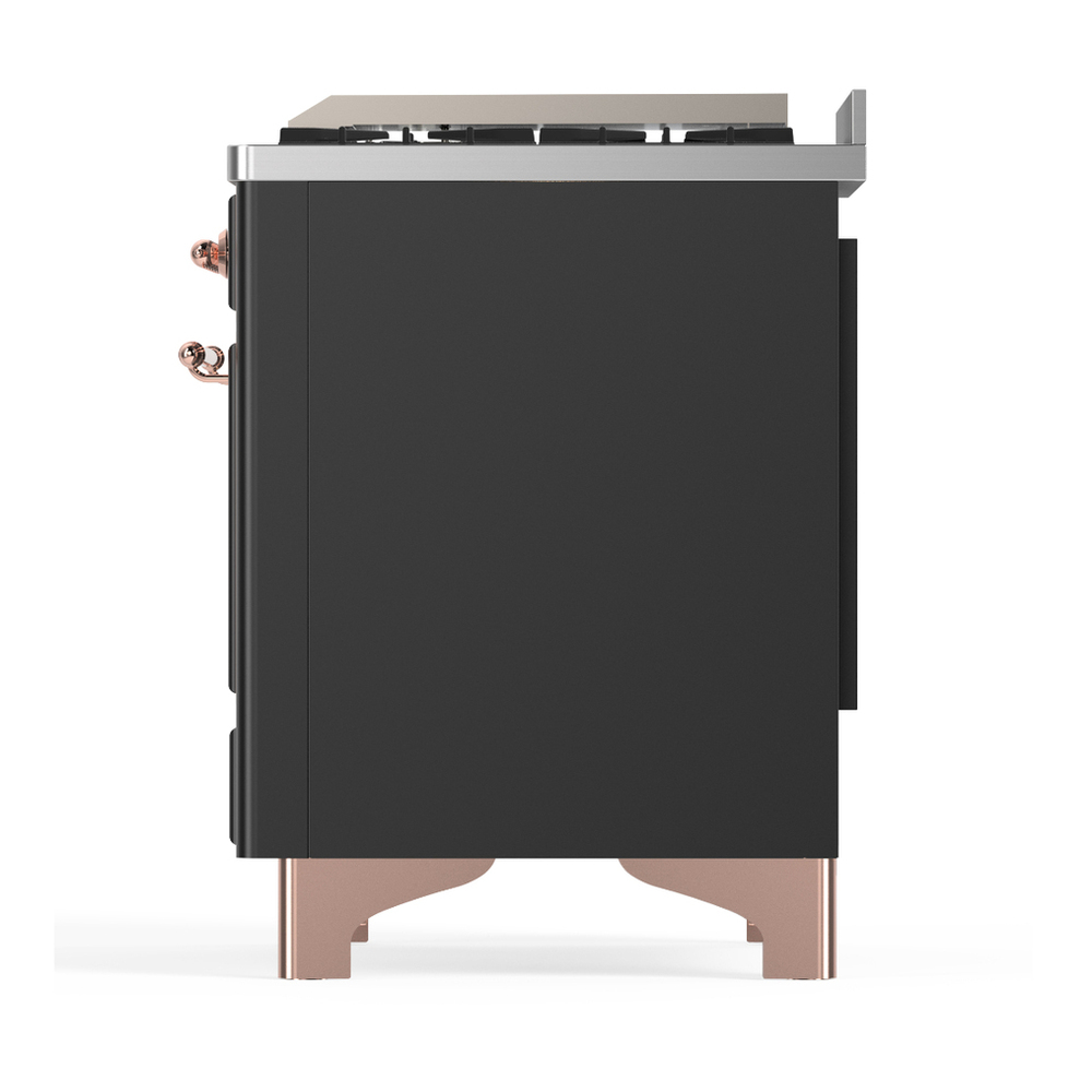 ILVE UM48FNR3MGPLP Majestic III 48 inch Dual Fuel Range with 8 Burners and Griddle, Dual Function Burner up to 25,000 BTU (Liquid Propane, Triple Glass Door, Graphite Matte, Copper) 9 ILVE-UM48FNR3MGPLP-Left Side View