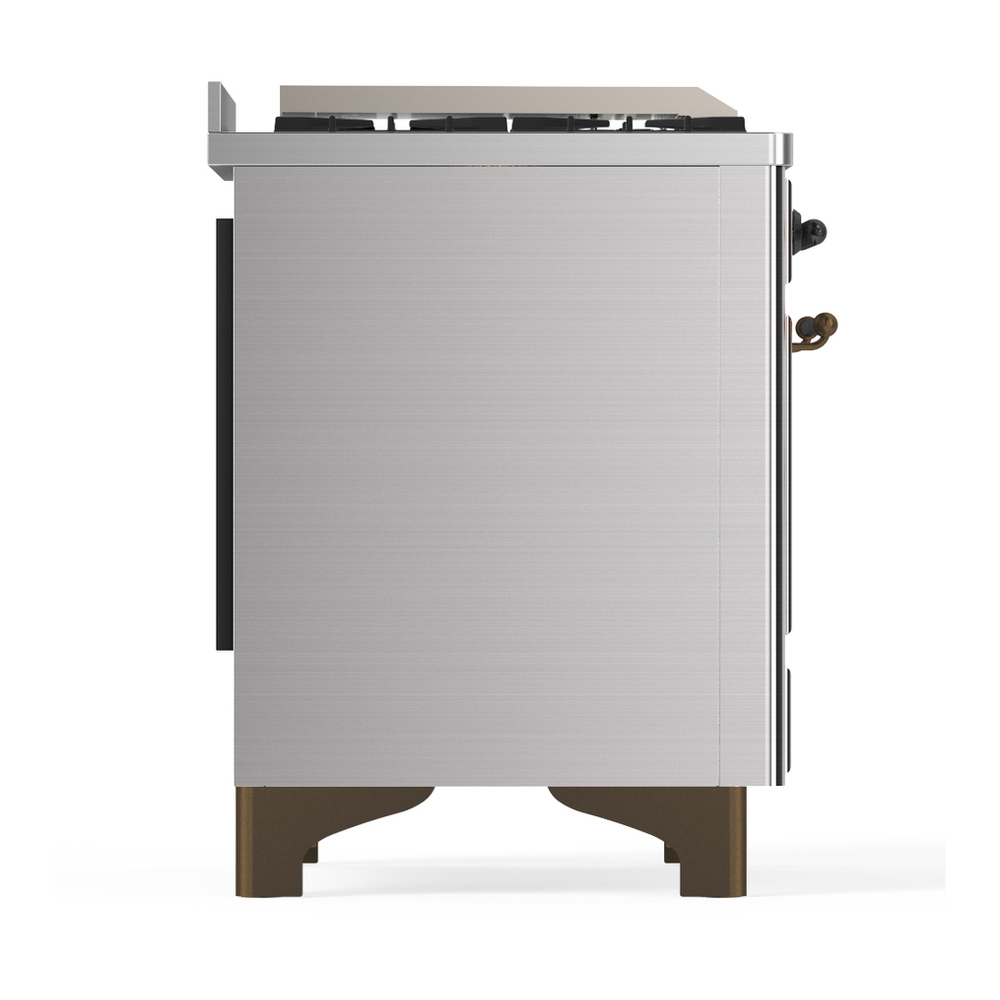 ILVE UM48FNR3SSBLP Majestic III 48 inch Dual Fuel Range with 8 Burners and Griddle, Dual Function Burner up to 25,000 BTU (Liquid Propane, Triple Glass Door, Stainless Steel, Burnished) 8 ILVE-UM48FNR3SSBLP-Right Side View