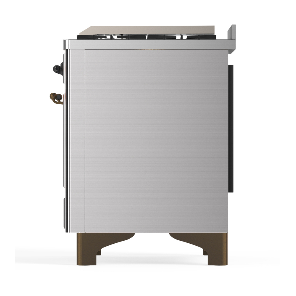 ILVE UM48FNR3SSBLP Majestic III 48 inch Dual Fuel Range with 8 Burners and Griddle, Dual Function Burner up to 25,000 BTU (Liquid Propane, Triple Glass Door, Stainless Steel, Burnished) 9 ILVE-UM48FNR3SSBLP-Left Side View