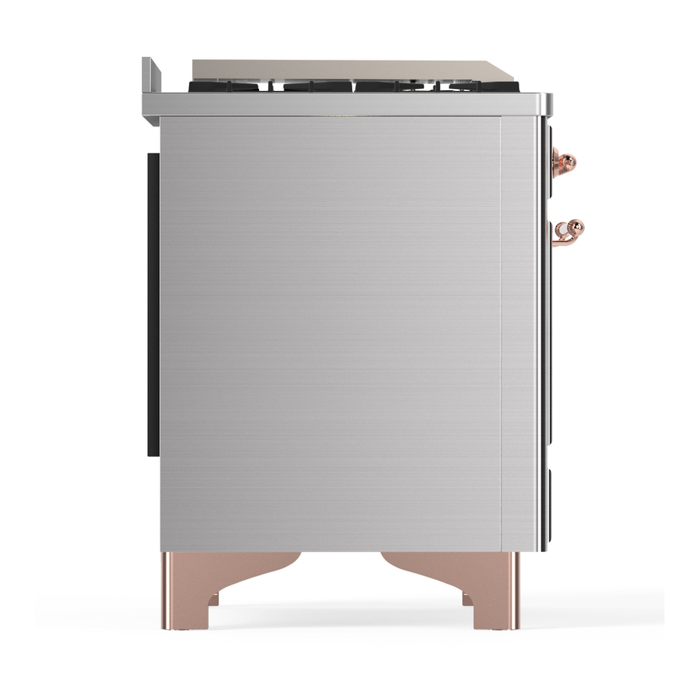 ILVE UM48FNR3SSPLP Majestic III 48 inch Dual Fuel Range with 8 Burners and Griddle, Dual Function Burner up to 25,000 BTU (Liquid Propane, Triple Glass Door, Stainless Steel, Copper) 8 ILVE-UM48FNR3SSPLP-Right Side View