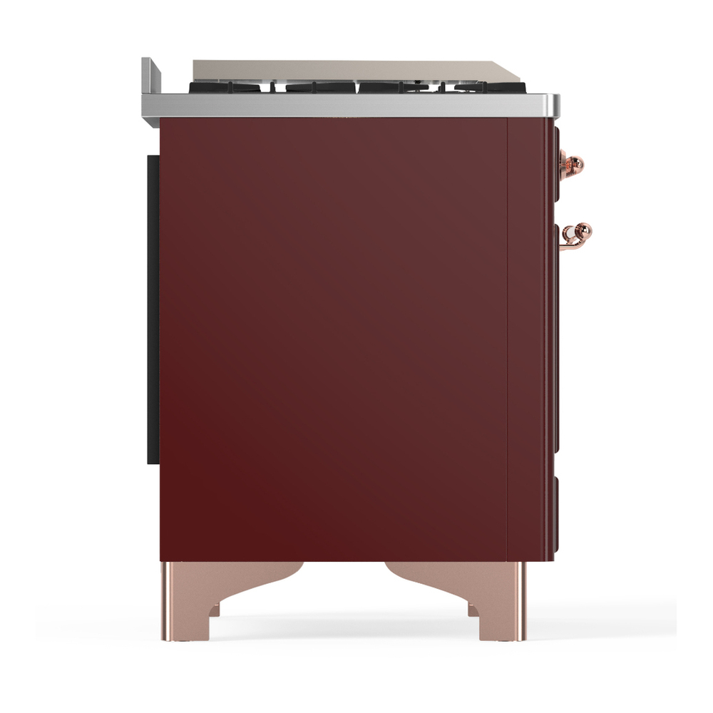 ILVE UM48FQNR3BUP Majestic III 48 inch Dual Fuel Range with 8 Burners and Griddle, Dual Function Burner up to 25,000 BTU (Natural Gas, Solid Door, Burgundy, Copper) 11 ILVE-UM48FQNR3BUP-Right Side View