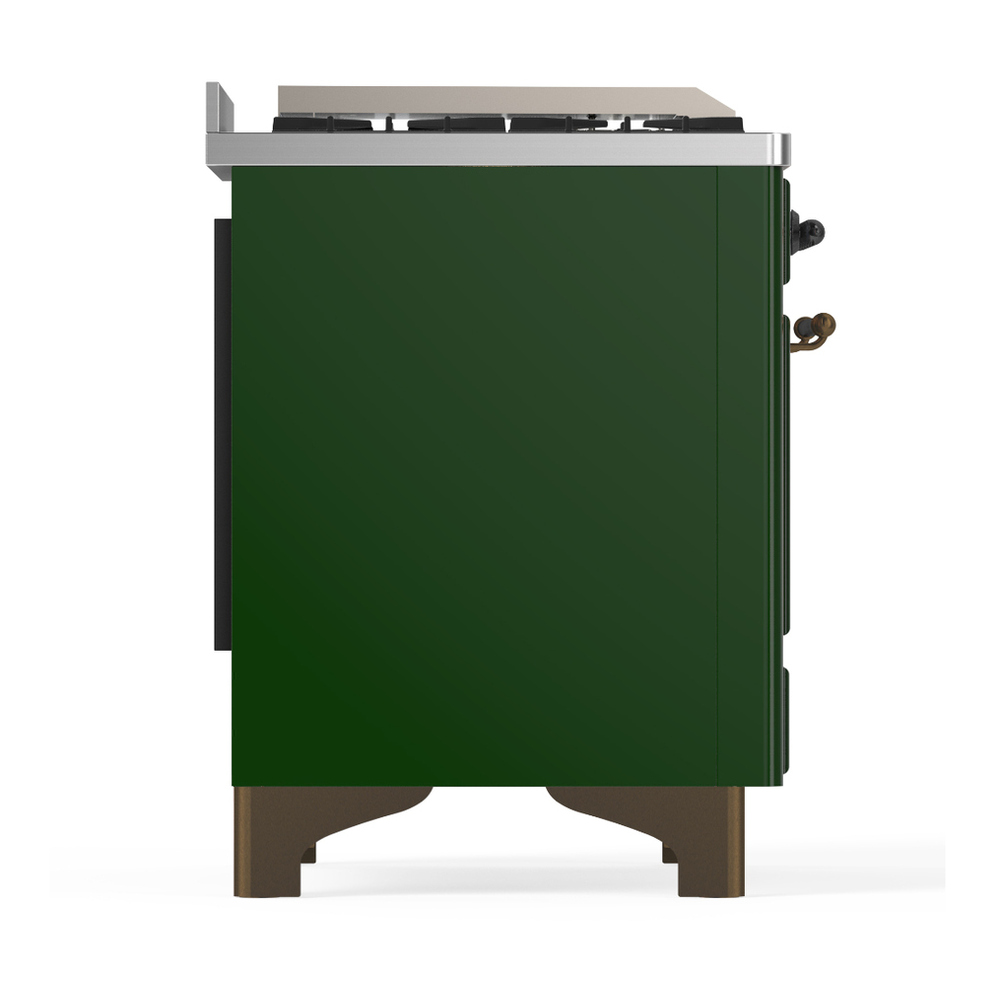 ILVE UM48FQNR3EGBLP Majestic III 48 inch Dual Fuel Range with 8 Burners and Griddle, Dual Function Burner up to 25,000 BTU (Liquid Propane, Solid Door, Emerald Green, Burnished) 11 ILVE-UM48FQNR3EGBLP-Right Side View