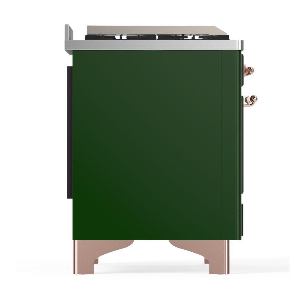 ILVE UM48FQNR3EGP Majestic III 48 inch Dual Fuel Range with 8 Burners and Griddle, Dual Function Burner up to 25,000 BTU (Natural Gas, Solid Door, Emerald Green, Copper) 8 ILVE-UM48FQNR3EGP-Right Side View