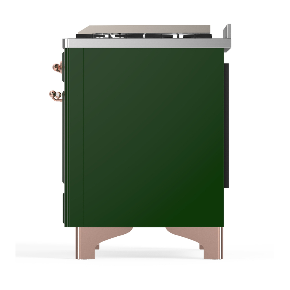 ILVE UM48FQNR3EGP Majestic III 48 inch Dual Fuel Range with 8 Burners and Griddle, Dual Function Burner up to 25,000 BTU (Natural Gas, Solid Door, Emerald Green, Copper) 9 ILVE-UM48FQNR3EGP-Left Side View