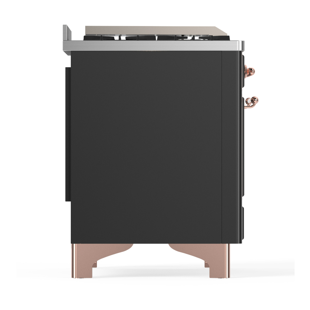 ILVE UM48FQNR3MGP Majestic III 48 inch Dual Fuel Range with 8 Burners and Griddle, Dual Function Burner up to 25,000 BTU (Natural Gas, Solid Door, Graphite Matte, Copper) 8 ILVE-UM48FQNR3MGP-Right Side View