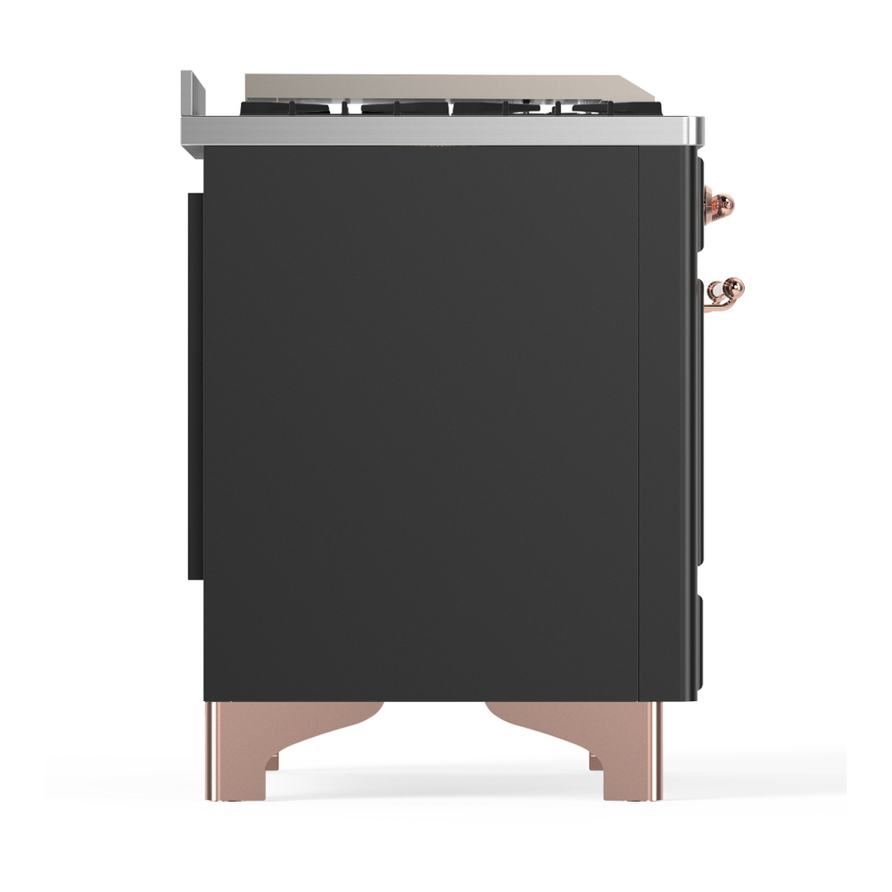 ILVE UM48FSNR3MGPLP Majestic III 48 inch Dual Fuel Range with 5 Black Brass Burners, Griddle and French Top, Dual Function Burner up to 25,000 BTU (Liquid Propane, Triple Glass Door, Graphite Matte, Copper) 8 ILVE-UM48FSNR3MGPLP-Right Side View