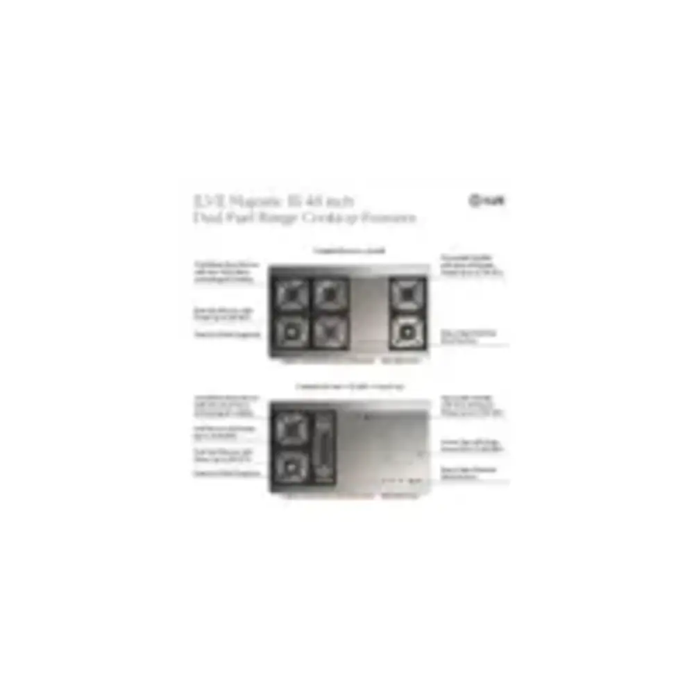 ILVE UM48FS Majestic III 48 inch Dual Fuel Range with 5 Black Brass Burners, Griddle and French Top, Dual Function Burner up to 25,000 BTU