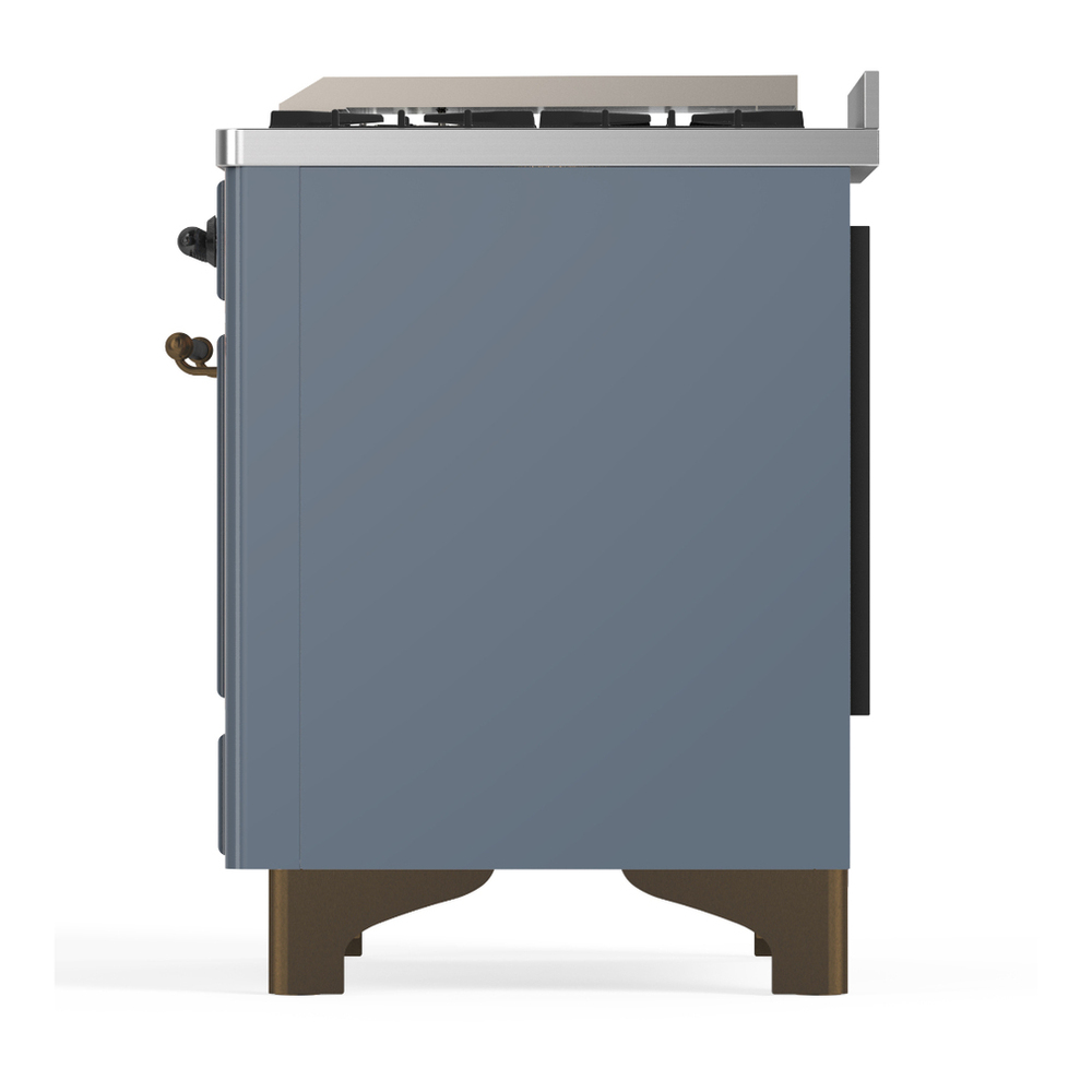 ILVE UM60FNR3BGBLP Majestic III 60 inch Dual Fuel Range with 9 Burners and Griddle, Dual Function Burner up to 25,000 BTU (Liquid Propane, Triple Glass Door, Blue Grey, Burnished) 9 ILVE-UM60FNR3BGBLP-Left Side View
