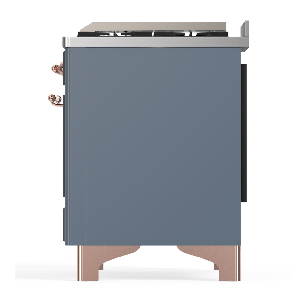 ILVE UM60FNR3BGPLP Majestic III 60 inch Dual Fuel Range with 9 Burners and Griddle, Dual Function Burner up to 25,000 BTU (Liquid Propane, Triple Glass Door, Blue Grey, Copper) 9 ILVE-UM60FNR3BGPLP-Left Side View