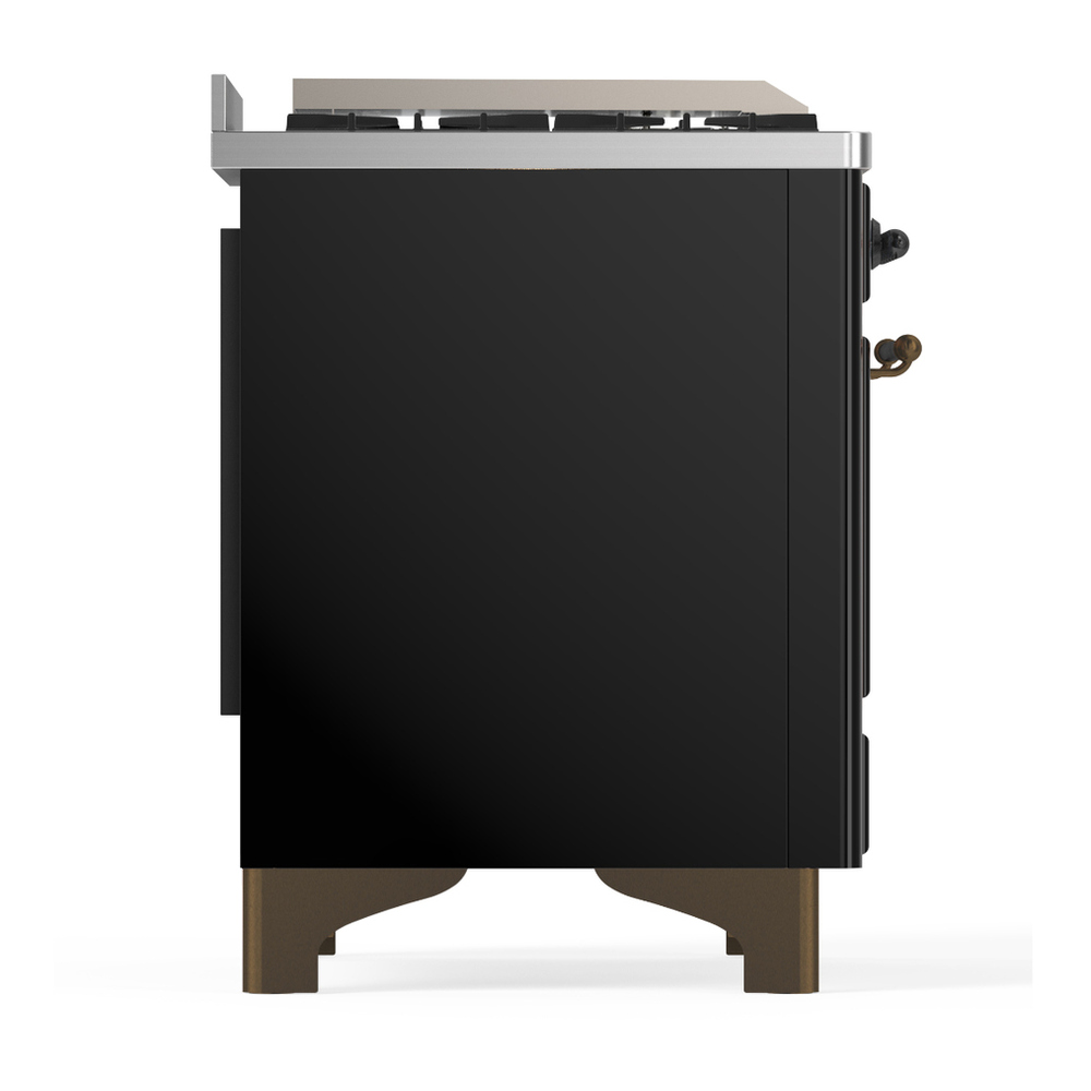 ILVE UM60FNR3BKBLP Majestic III 60 inch Dual Fuel Range with 9 Burners and Griddle, Dual Function Burner up to 25,000 BTU (Liquid Propane, Triple Glass Door, Glossy Black, Burnished) 8 ILVE-UM60FNR3BKBLP-Right Side View