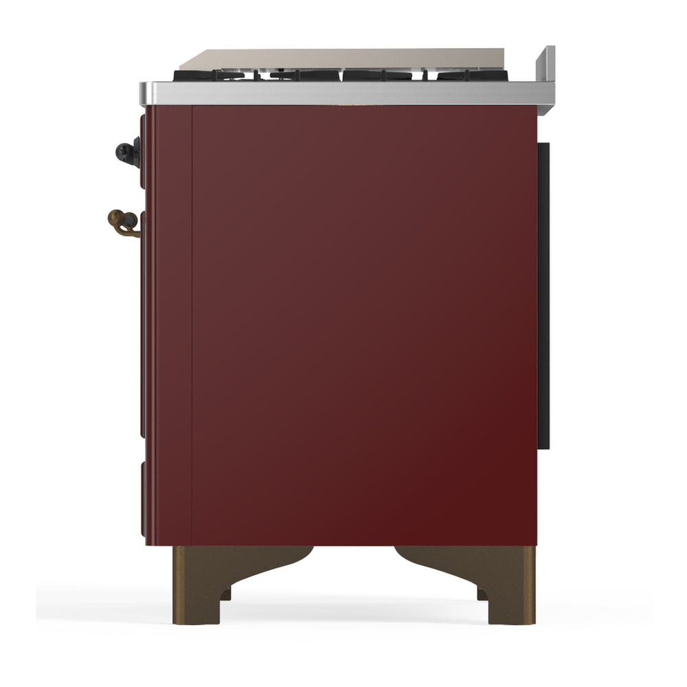 ILVE UM60FNR3BUB Majestic III 60 inch Dual Fuel Range with 9 Burners and Griddle, Dual Function Burner up to 25,000 BTU (Natural Gas, Triple Glass Door, Burgundy, Burnished) 9 ILVE-UM60FNR3BUB-Left Side View