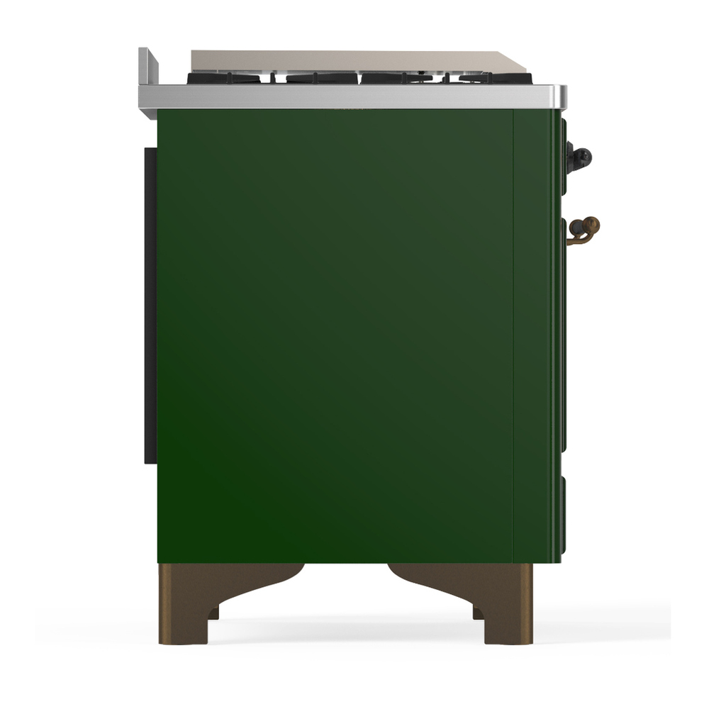 ILVE UM60FNR3EGB Majestic III 60 inch Dual Fuel Range with 9 Burners and Griddle, Dual Function Burner up to 25,000 BTU (Natural Gas, Triple Glass Door, Emerald Green, Burnished) 8 ILVE-UM60FNR3EGB-Right Side View