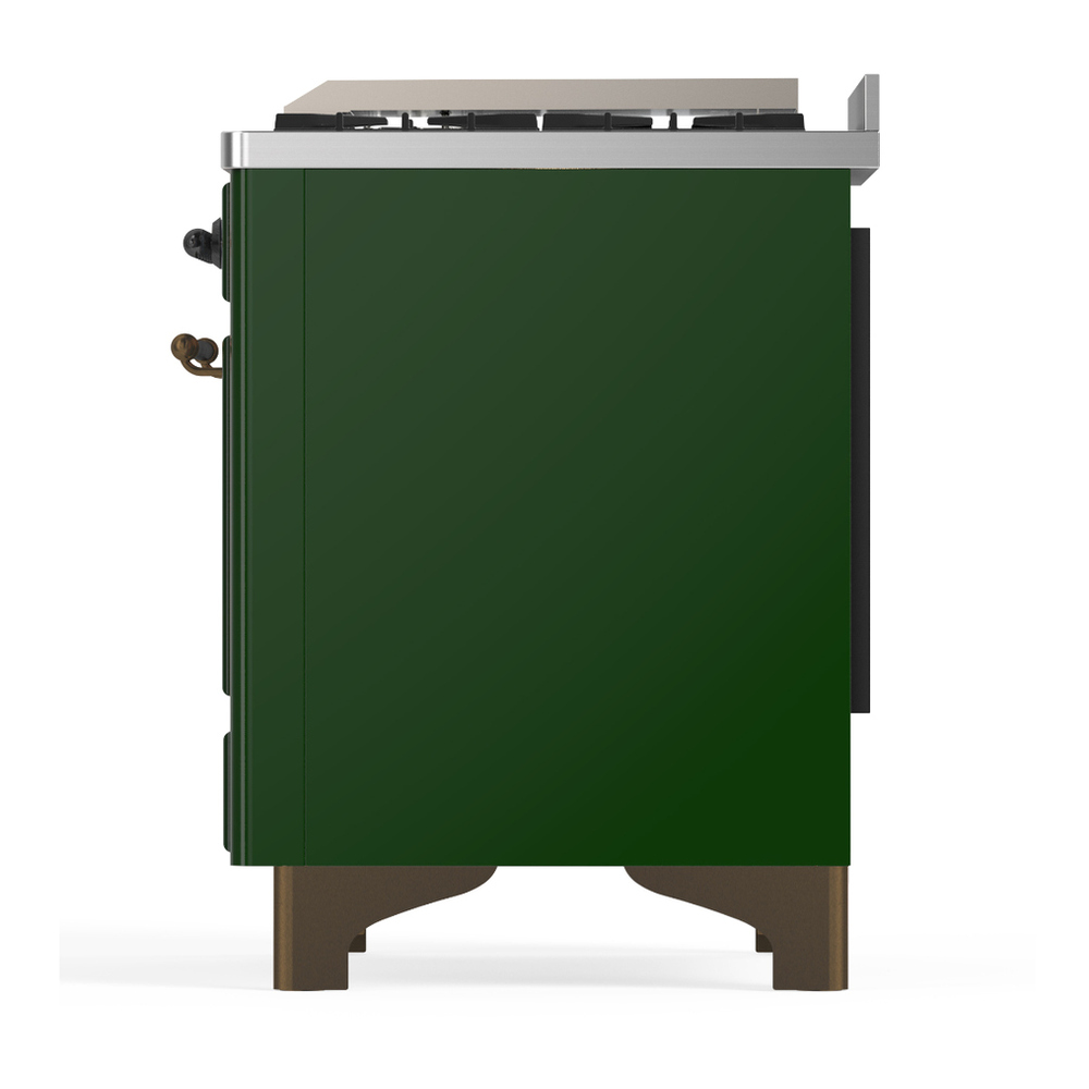 ILVE UM60FNR3EGB Majestic III 60 inch Dual Fuel Range with 9 Burners and Griddle, Dual Function Burner up to 25,000 BTU (Natural Gas, Triple Glass Door, Emerald Green, Burnished) 9 ILVE-UM60FNR3EGB-Left Side View