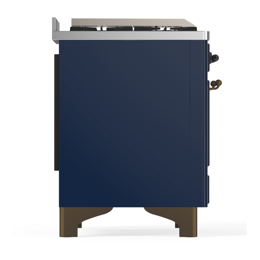 ILVE UM60FNR3MBB Majestic III 60 inch Dual Fuel Range with 9 Burners and Griddle, Dual Function Burner up to 25,000 BTU (Natural Gas, Triple Glass Door, Midnight Blue, Burnished) 8 ILVE-UM60FNR3MBB-Right Side View