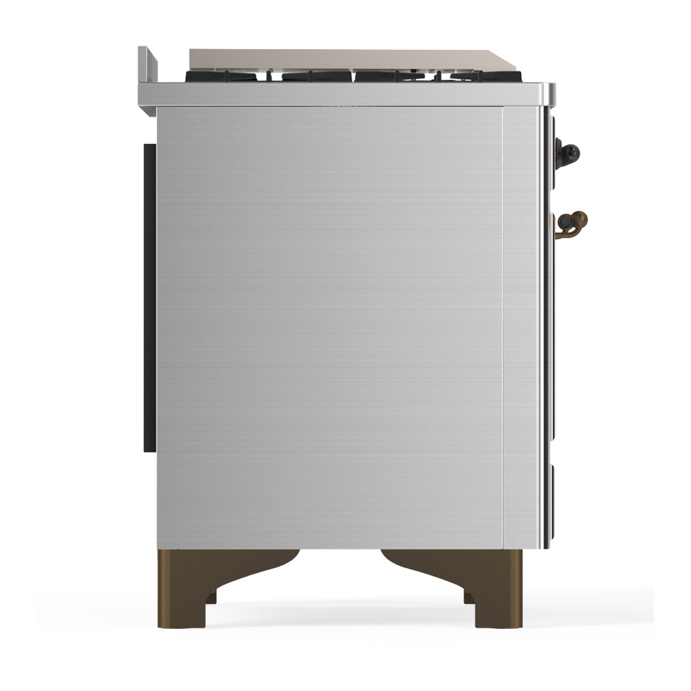 ILVE UM60FNR3SSB Majestic III 60 inch Dual Fuel Range with 9 Burners and Griddle, Dual Function Burner up to 25,000 BTU (Natural Gas, Triple Glass Door, Stainless Steel, Burnished) 8 ILVE-UM60FNR3SSB-Right Side View