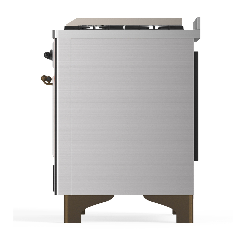 ILVE UM60FNR3SSB Majestic III 60 inch Dual Fuel Range with 9 Burners and Griddle, Dual Function Burner up to 25,000 BTU (Natural Gas, Triple Glass Door, Stainless Steel, Burnished) 9 ILVE-UM60FNR3SSB-Left Side View