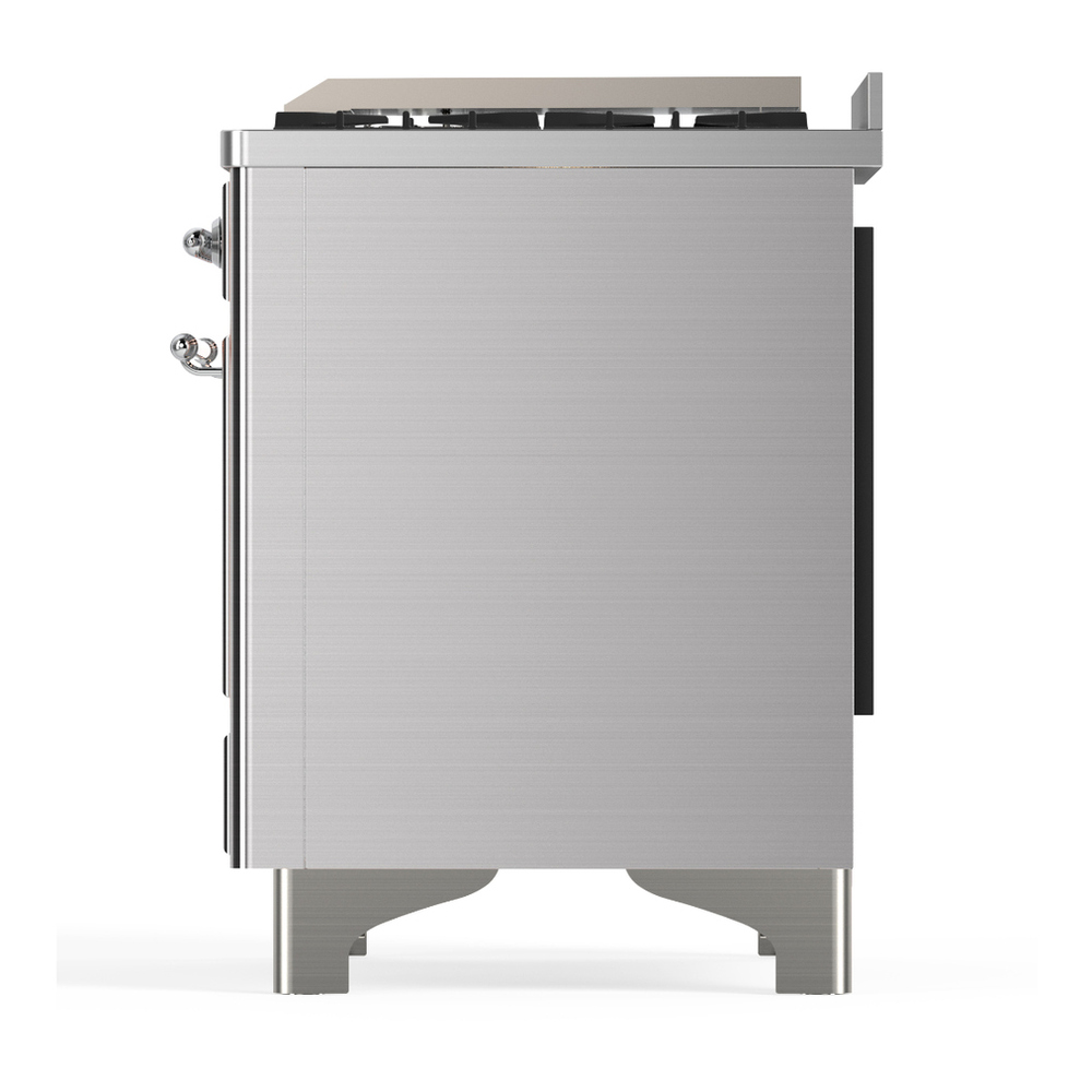 ILVE UM60FNR3SSC Majestic III 60 inch Dual Fuel Range with 9 Burners and Griddle, Dual Function Burner up to 25,000 BTU (Natural Gas, Triple Glass Door, Stainless Steel, Chrome) 9 ILVE-UM60FNR3SSC-Left Side View