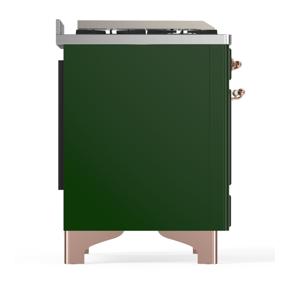 ILVE UM60FQNR3EGPLP Majestic III 60 inch Dual Fuel Range with 9 Burners and Griddle, Dual Function Burner up to 25,000 BTU (Liquid Propane, Solid Door, Emerald Green, Copper) 8 ILVE-UM60FQNR3EGPLP-Right Side View