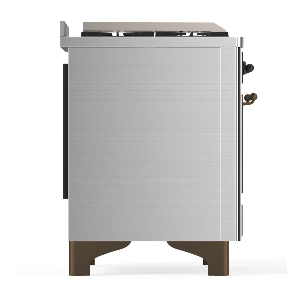 ILVE UM60FQNR3SSBLP Majestic III 60 inch Dual Fuel Range with 9 Burners and Griddle, Dual Function Burner up to 25,000 BTU (Liquid Propane, Solid Door, Stainless Steel, Burnished) 8 ILVE-UM60FQNR3SSBLP-Right Side View