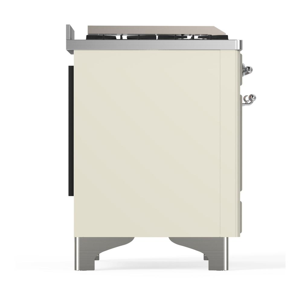 ILVE UM60FSNR3AWC Majestic III 60 inch Dual Fuel Range with 7 Burners, Griddle and French Top, Dual Function Burner with up to 25,000 BTU (Natural Gas, Triple Glass Door, Antique White, Chrome) 8 ILVE-UM60FSNR3AWC-Right Side View