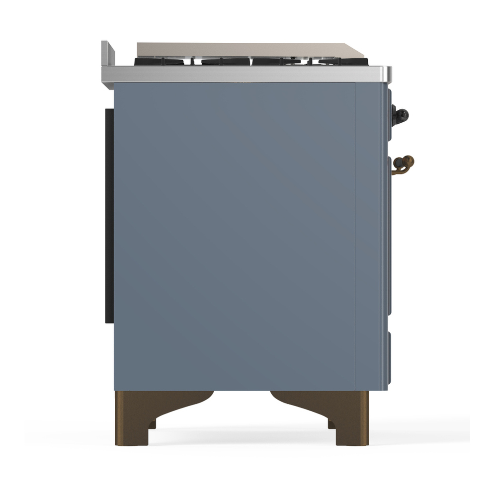 ILVE UM60FSNR3BGB Majestic III 60 inch Dual Fuel Range with 7 Burners, Griddle and French Top, Dual Function Burner with up to 25,000 BTU (Natural Gas, Triple Glass Door, Blue Grey, Burnished) 8 ILVE-UM60FSNR3BGB-Right Side View