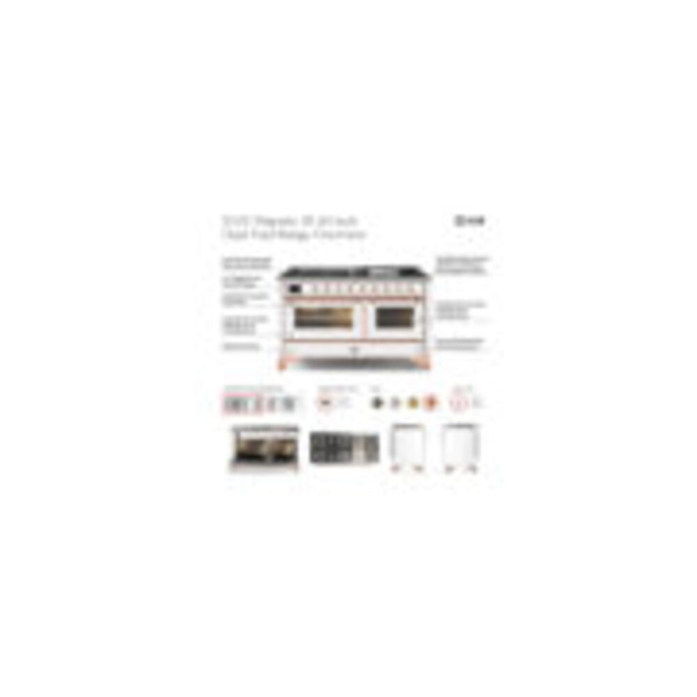 ILVE UM60FS Majestic III 60 inch Dual Fuel Range with 7 Burners, Griddle and French Top, Dual Function Burner with up to 25,000 BTU